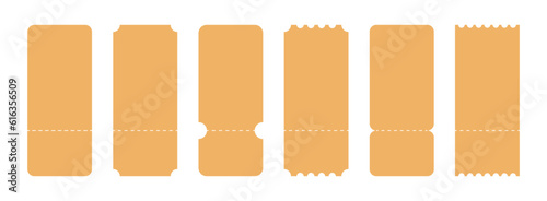 Set of Blank tickets or coupons with barcode, vector templates with copy space isolated on white background. event, airplane, train, circus, sport, football invitation illustration