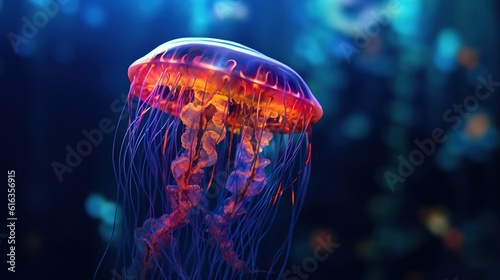 A closeup of a jellyfish swimming in water