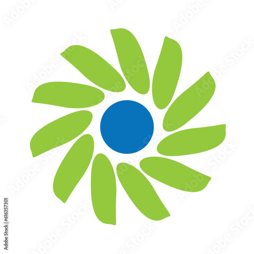 green blue 11 petal flower design vector illustration eps 