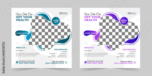 Medical healthcare square social media post, promotion web banner ads sales, and discount banner vector template Design.