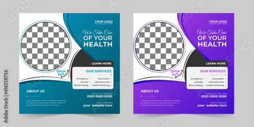 Medical healthcare square social media post, promotion web banner ads sales, and discount banner vector template Design.