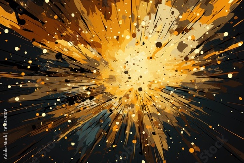Stampa su tela La danza de las partículas en una explosión de energía sobre un fondo artístico