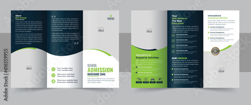 Kids school admission trifold brochure template, Trifold Brochure Layout with Children's Event