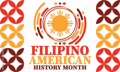 Wallpaper Mural Filipino American History Month. Happy holiday celebrate annual in October. Filipinos and United States flag. Culture month. Patriotic design. Poster, card, banner, template. Vector illustration Torontodigital.ca