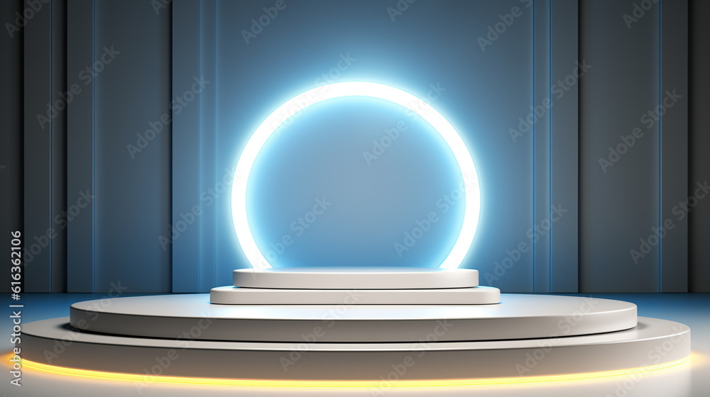 Obraz premium 3D Neon Podium for Product Presentation