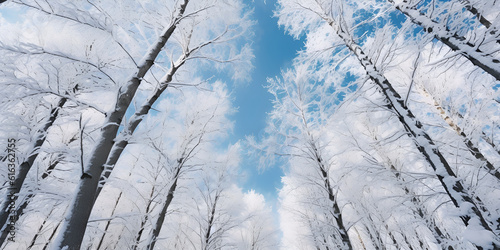 Snowy Landscape with AI-Generated Winter Trees Magical Winter Forest: AI-Generated Natural Background 