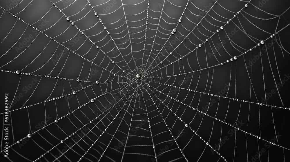 Closeup of the complex structure of a spider's web