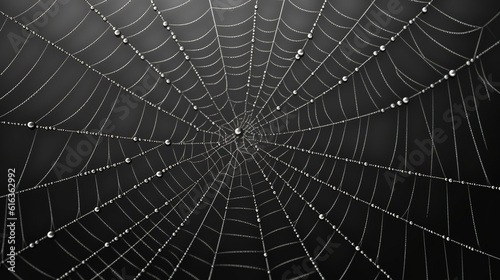 Closeup of the complex structure of a spider's web