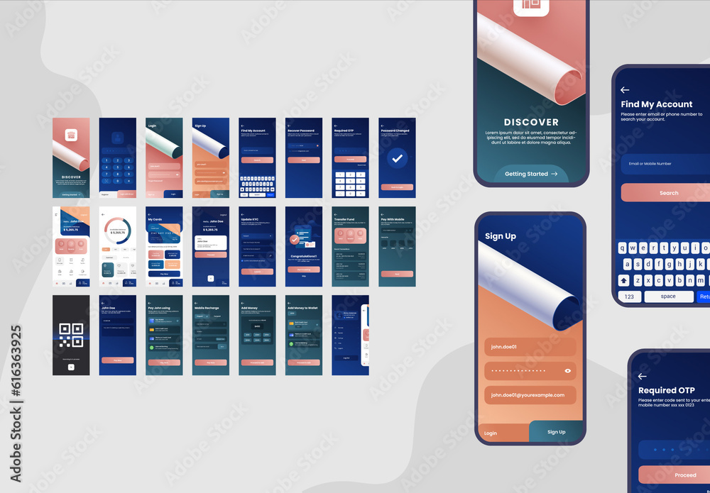E-Shop Mobile App UI, UX Screens Including Create Account, Sign Up ...