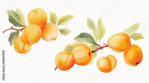 Aprikose, apricot in Watercolor with Generative AI
 photo