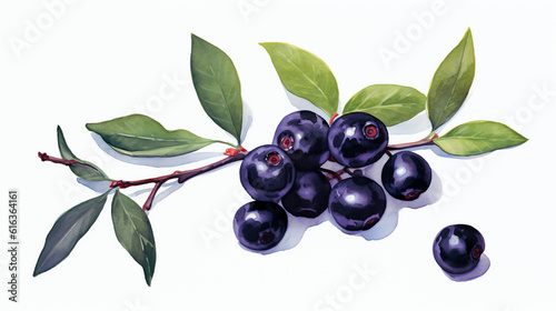 Aronia-Beere  Aronia berry in Watercolor with Generative AI 