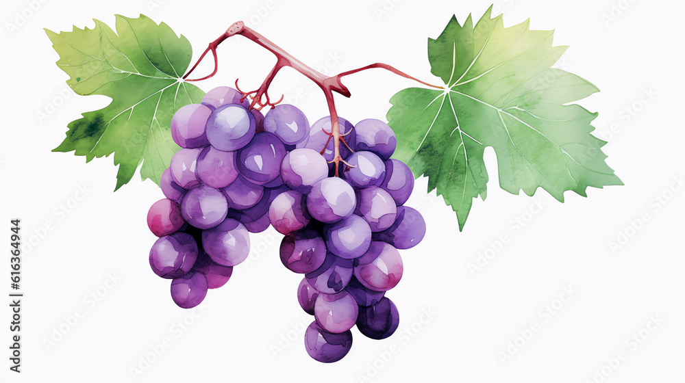 Fototapeta premium Traube, grape in Watercolor with Generative AI