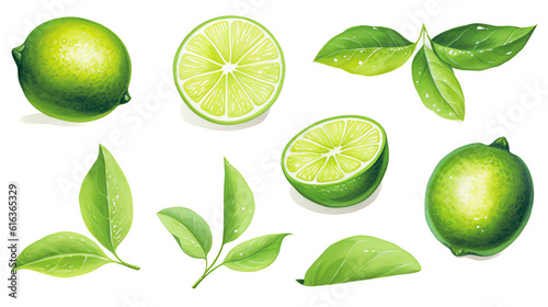 Limette, lime in Watercolor with Generative AI 