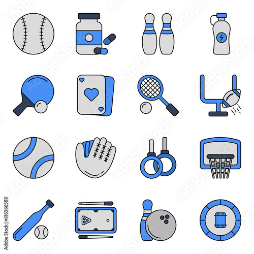 Pack of Sports Tools Flat Icons