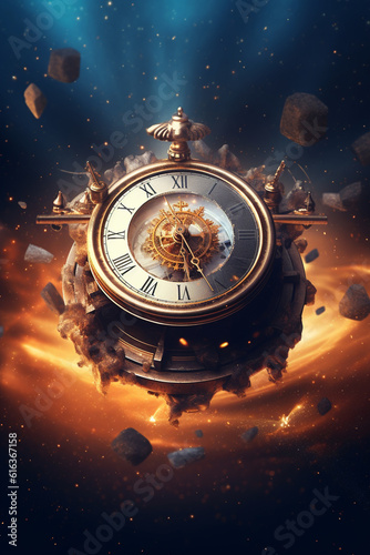 A clock in the middle of a space. Time relativity
