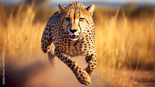 Cheetah Sprinting through the African Savannah, Graceful Velocity