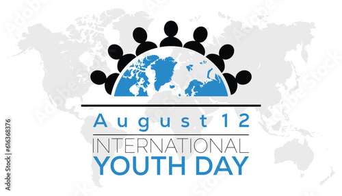 International youth day is observed every year in August 12. banner, Holiday, poster, card and background design.