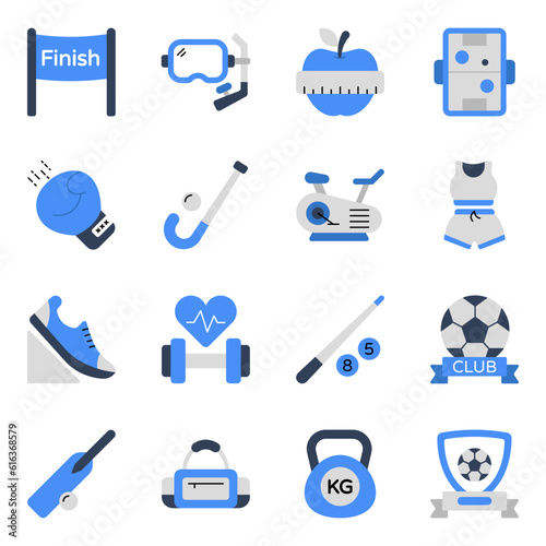 Pack of Sports Instruments Flat Icons

