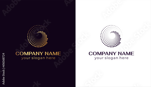 Round dot logo. Vector design element for various uses. Graphic element with small dots for designer prints. Vector
