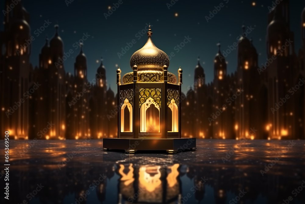 Lantern with night light background for the Muslim feast of the holy month of Ramadan Kareem Lantern with night light background for the Muslim feast of the holy month of Ramadan Kareem