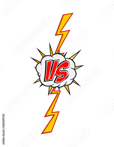 Cartoon VS Versus with Lightning Bolt