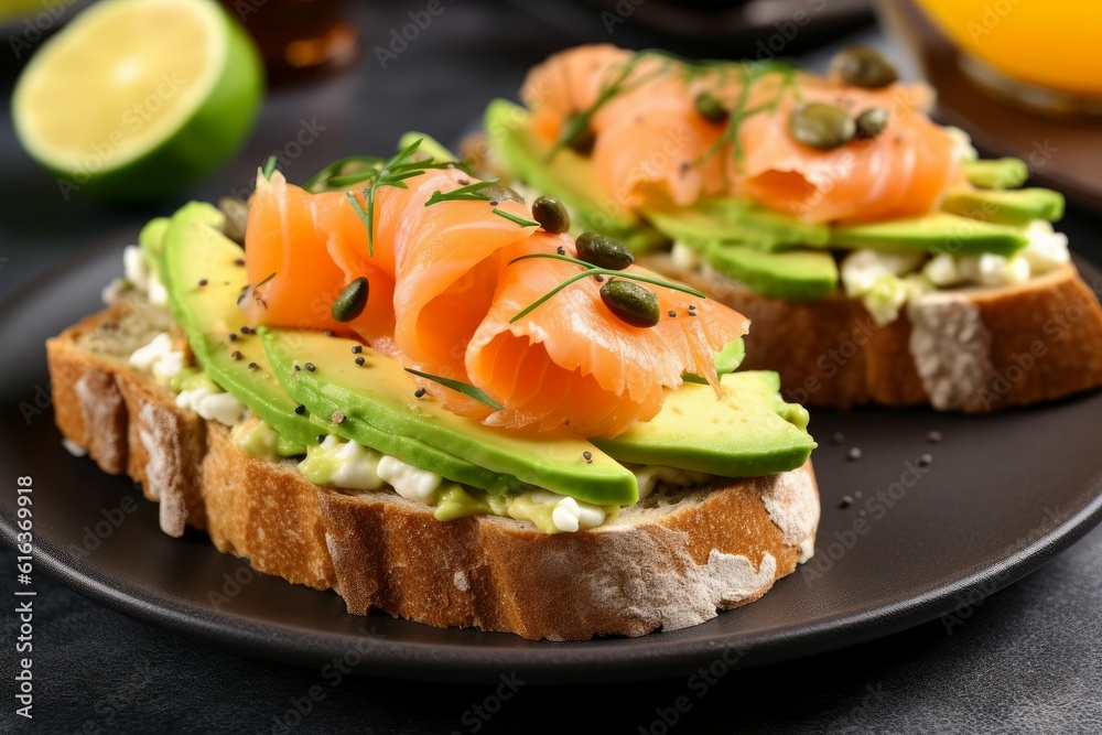 Sandwiches salmon bread. Generate Ai Sandwiches salmon bread. Generate Ai