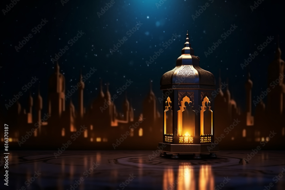 Lantern with night light background for the Muslim feast of the holy month of Ramadan Kareem Lantern with night light background for the Muslim feast of the holy month of Ramadan Kareem