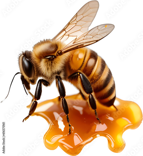 Fototapeta bees and honeycomb, isolated on transparent background cutout