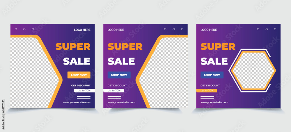 Super Sale Social Media Post Design. Editable Minimal Square Banner Template. Social Media Post and Web Ads.