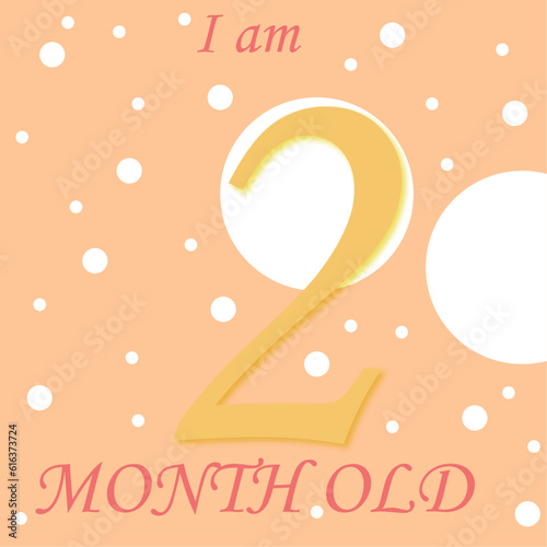 Unisex milestone card,baby card month, two month old