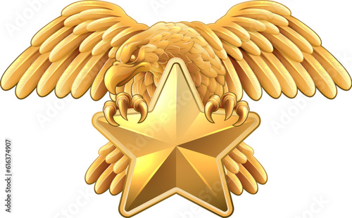 An eagle star symbol crest banner parchment design emblem