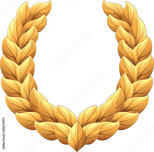 A laurel wreath gold branch emblem heraldry design
