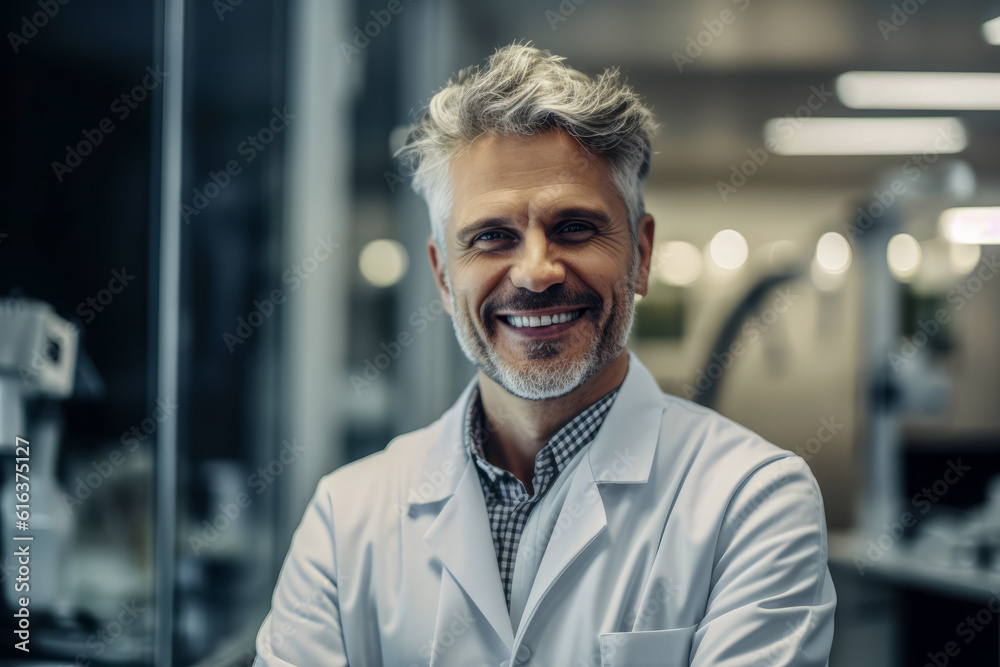 A smiling man wearing a white lab coat stands confidently in a laboratory, embodying the spirit of scientific exploration and expertise. A smiling man wearing a white lab coat stands confidently in a laboratory, embodying the spirit of scientific exploration and expertise.