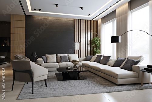 Classic style interior of living room in luxury house. AI generated