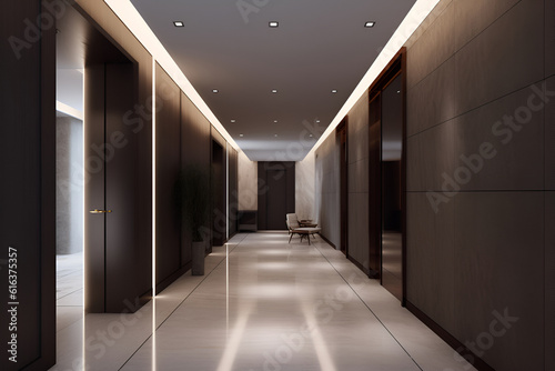 Classic style hallway interior in luxury house. AI generated