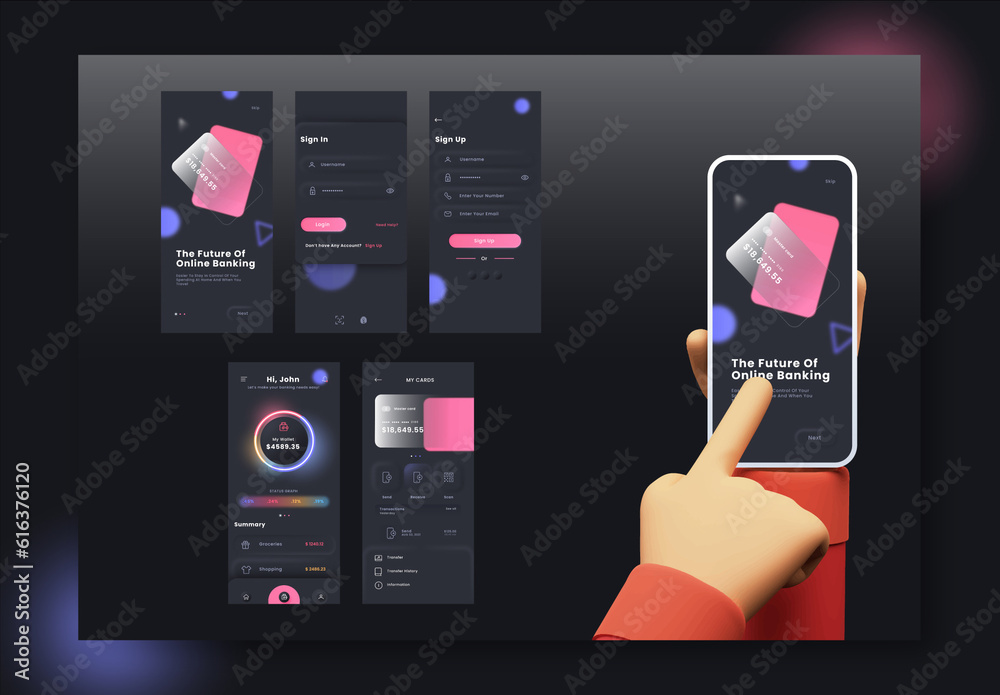 Mobile App UI, UX, GUI Screens Including as Create Account, Sign In ...