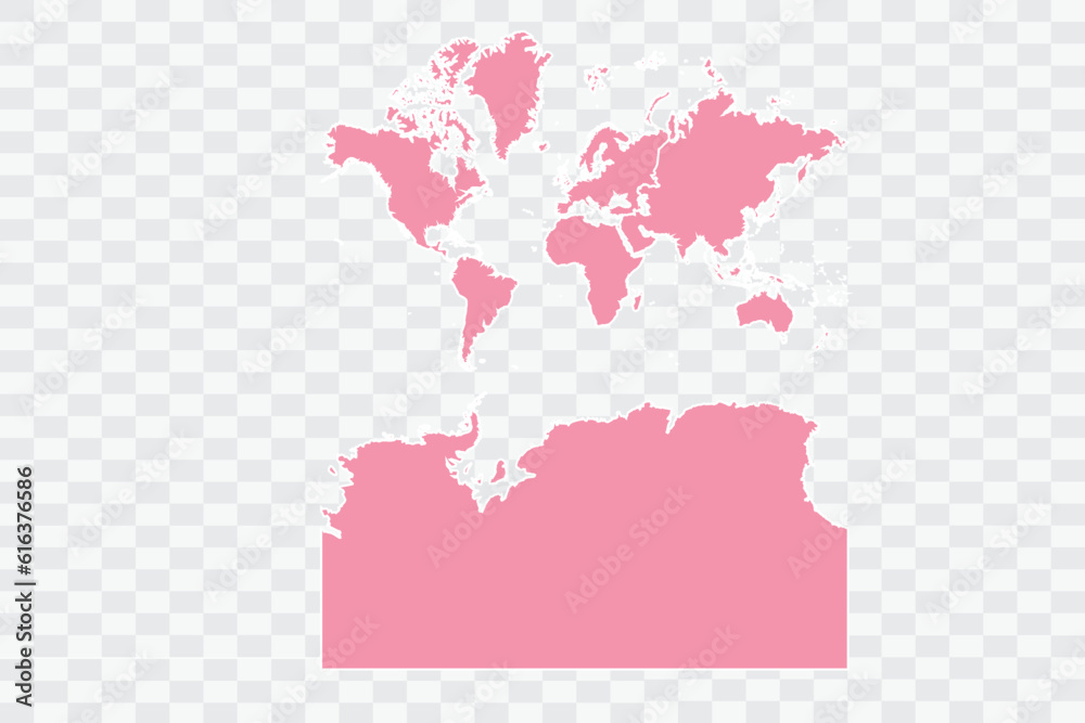 Continents With Antarctica Map Rose Color Background quality files png