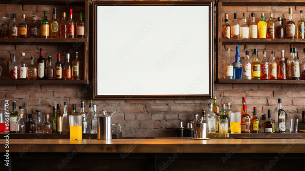 Frame mock up in Home Bar Retro, Mockups Design 3D, HD
