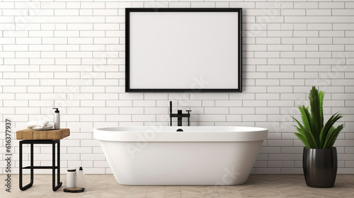 Mock up poster frame in Bathroom  Mockups Design 3D  HD