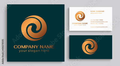 Logo spiral abstract 2 double partnership icon. Curly elegant waves. Template for creating a unique luxury design, logo