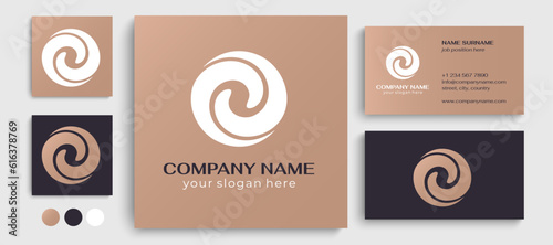 Logo spiral abstract 2 double partnership icon. Curly elegant waves. Template for creating a unique luxury design, logo