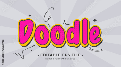 Doodle Text effect editable premium Vector