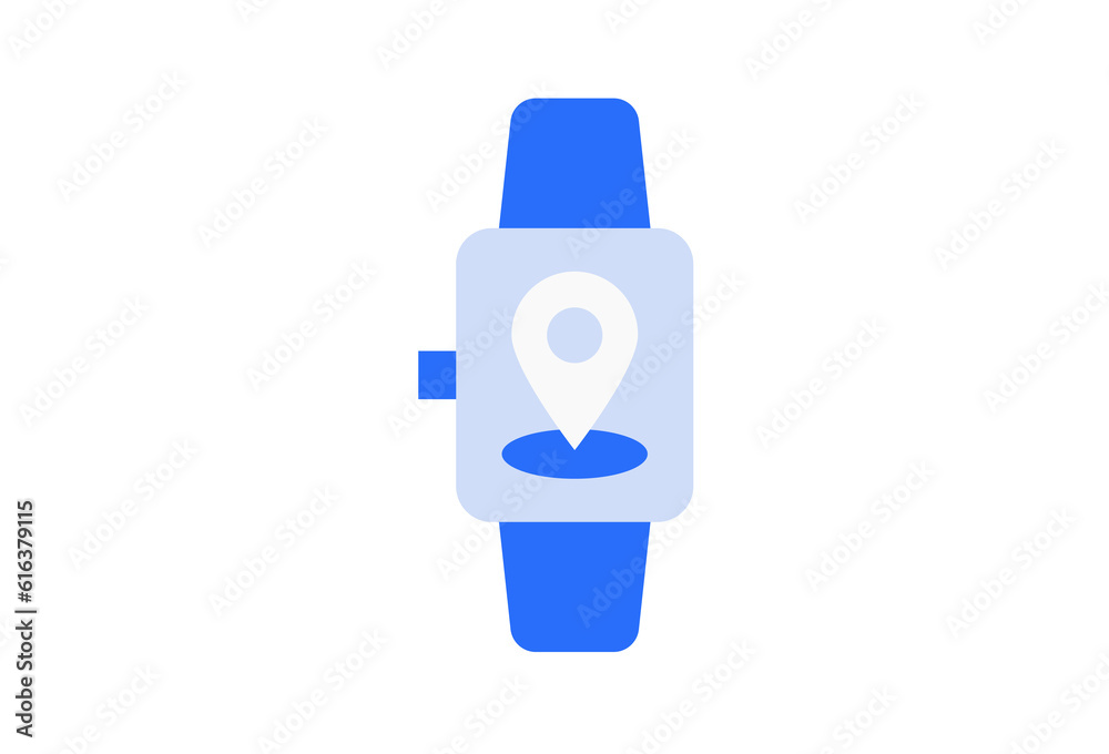 Isolated Geometric navigation app on the smart watch illustration in flat style design. Vector illustration and icon. Isolated Geometric navigation app on the smart watch illustration in flat style design. Vector illustration and icon.