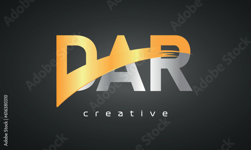 DAR Letters Logo Design with Creative Intersected and Cutted golden color