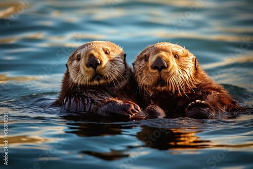 Playful Sea Otters Energetic Aquatic Weasels © mindscapephotos