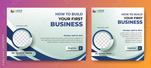 Live webinar online business conference web banner and social media cover template design
