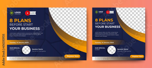 Business plan process live webinar banner template design. vector