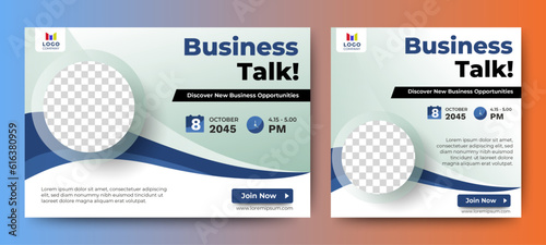 Business Talk webinar banner invitation and social media post template. vector