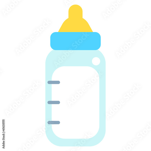 Cute Baby Milk Bottle with Nipple Cartoon Illustration Vector