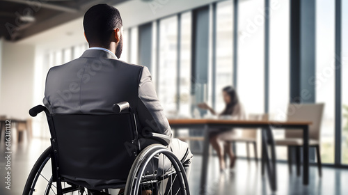 person in wheelchair going for business